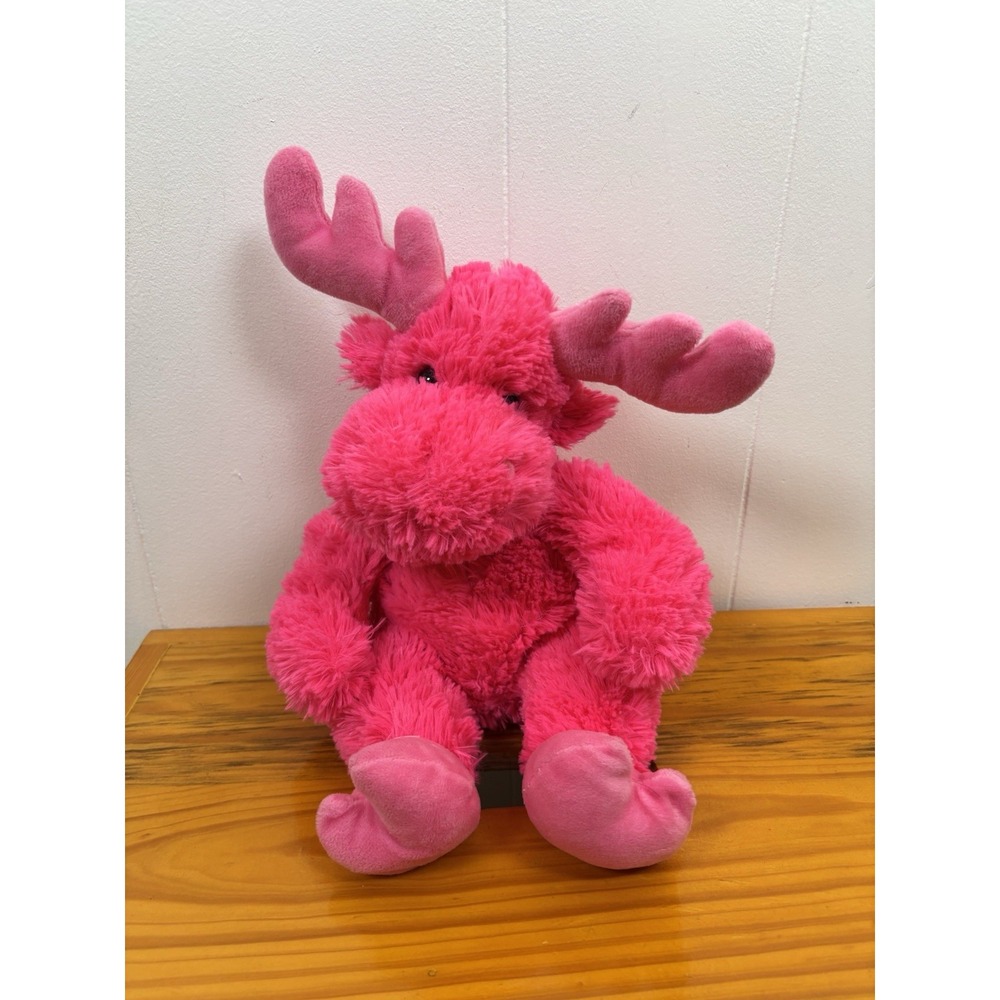 RARE 2005 Wishpets‎ Melody Moose Bright Pink Plush Beanbag Stuffed Animal